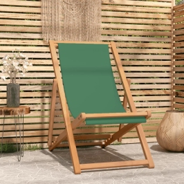 Silla de playa plegable madera maciza de teca verde