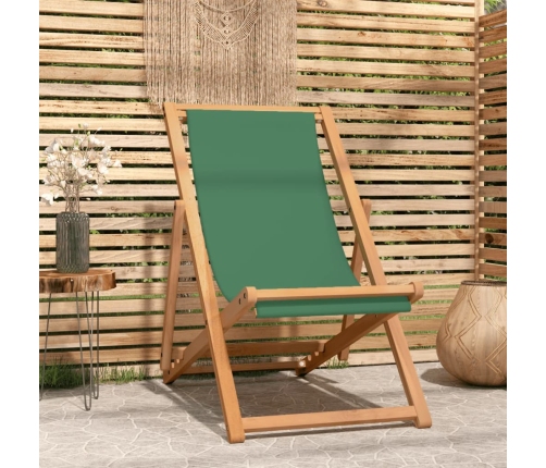 vidaXL Silla de playa plegable madera maciza de teca verde