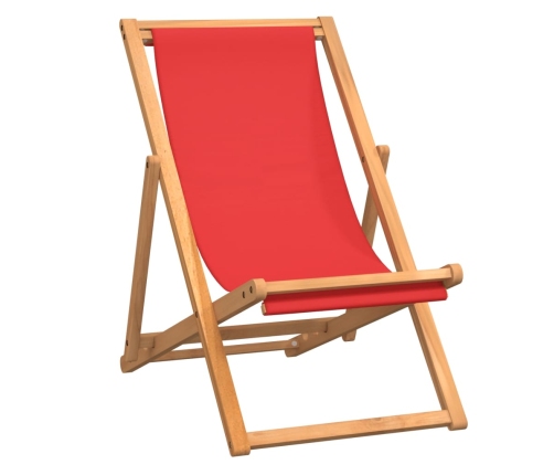 Silla de playa plegable madera maciza de teca rojo