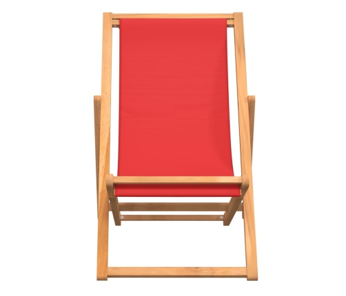 Silla de playa plegable madera maciza de teca rojo