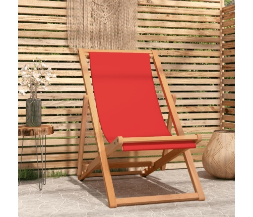 Silla de playa plegable madera maciza de teca rojo