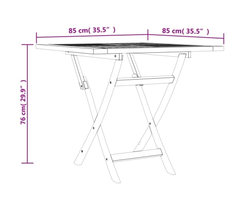 Mesa de jardín plegable madera de teca maciza 85x85x76 cm