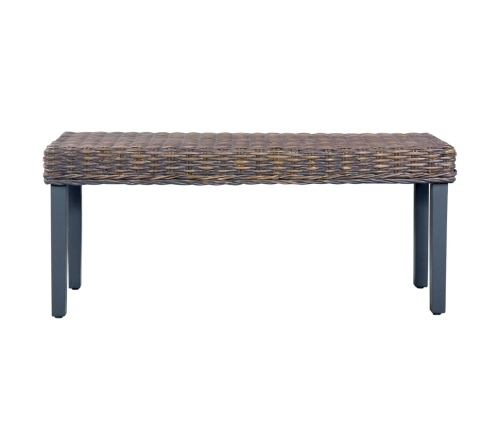 Banco de ratán kubu y madera maciza de mango gris 110 cm