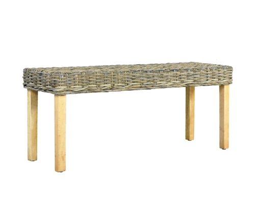 Banco de ratán kubu natural y madera maciza de mango 110 cm