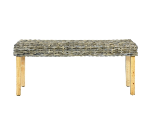 Banco de ratán kubu natural y madera maciza de mango 110 cm