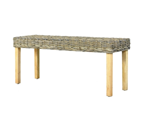 Banco de ratán kubu natural y madera maciza de mango 110 cm