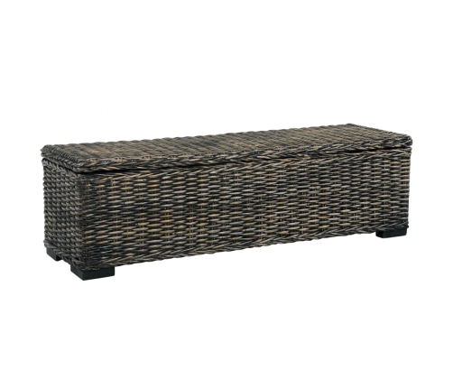 Caja de almacenaje ratán kubu madera maciza mango negro 120cm