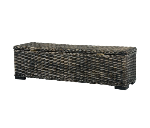 Caja de almacenaje ratán kubu madera maciza mango negro 120cm