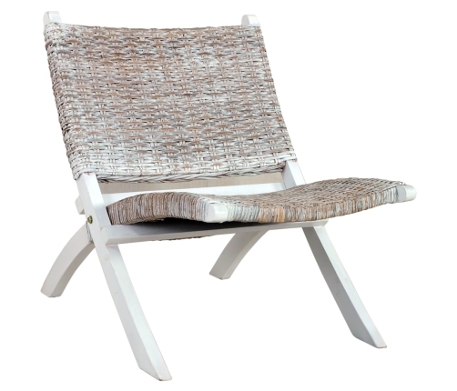 Silla de ratán kubu natural y madera maciza de caoba blanca