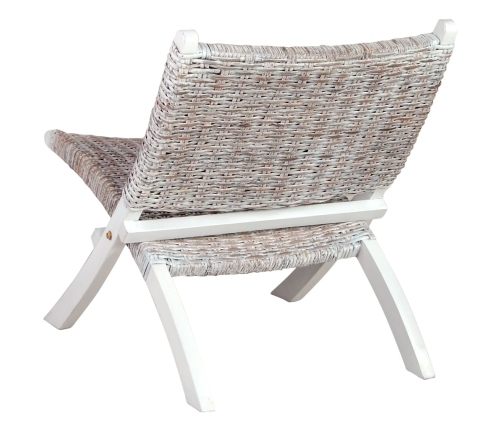 Silla de ratán kubu natural y madera maciza de caoba blanca