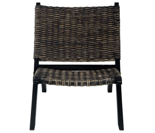 Silla de ratán kubu natural y madera maciza de caoba negra