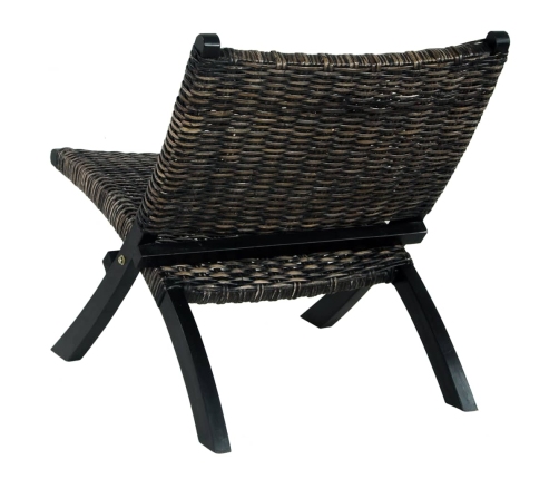 Silla de ratán kubu natural y madera maciza de caoba negra