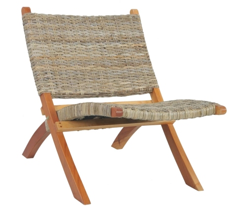 Silla de ratán kubu natural y madera maciza de caoba