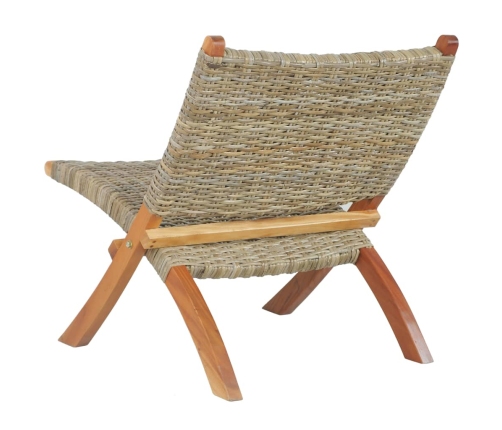 Silla de ratán kubu natural y madera maciza de caoba