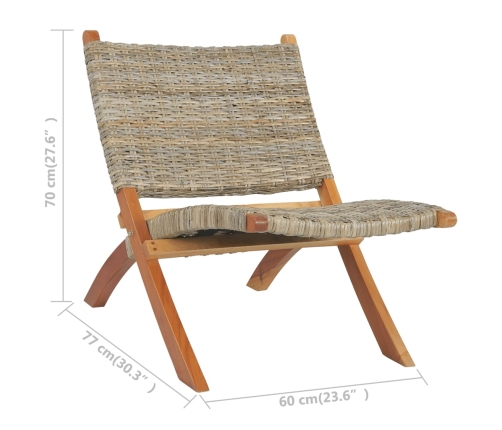 Silla de ratán kubu natural y madera maciza de caoba