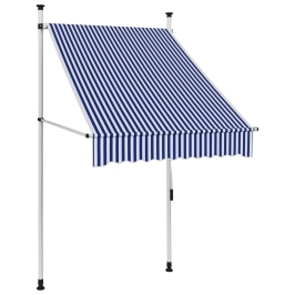 Toldo manual retráctil 100 cm azul y blanco a rayas