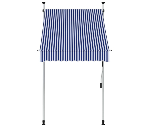 Toldo manual retráctil 100 cm azul y blanco a rayas