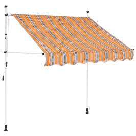 Toldo manual retráctil amarillo y azul a rayas 100 cm