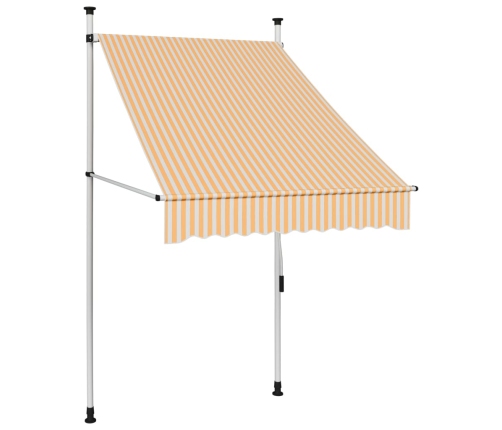 Toldo manual retráctil 100 cm naranja y blanco a rayas