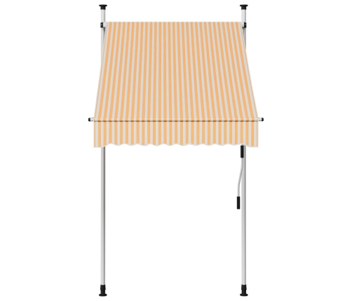 Toldo manual retráctil 100 cm naranja y blanco a rayas