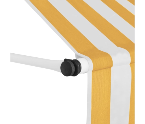 Toldo manual retráctil 100 cm naranja y blanco a rayas