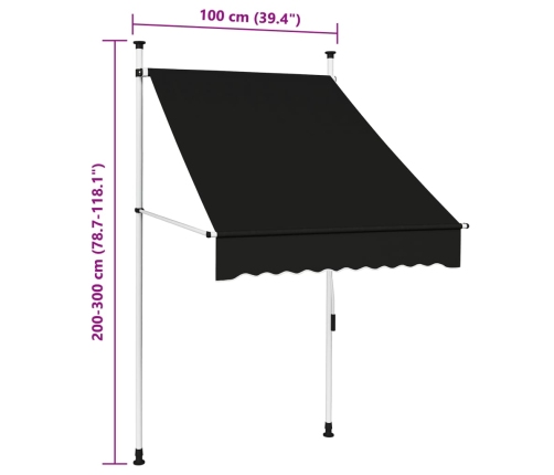 Toldo retráctil de operación manual gris antracita 100 cm