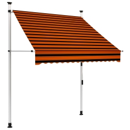 Toldo manual retráctil naranja y marrón 150 cm