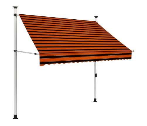 Toldo manual retráctil naranja y marrón 200 cm