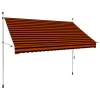 Toldo manual retráctil naranja y marrón 250 cm