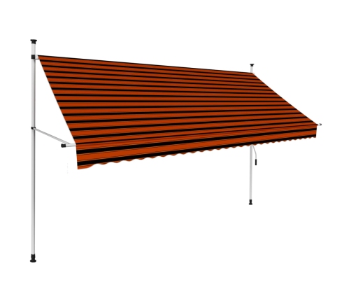 Toldo manual retráctil naranja y marrón 300 cm