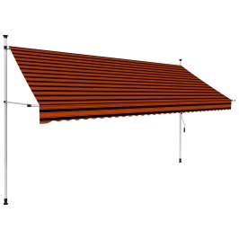 Toldo manual retráctil naranja y marrón 350 cm