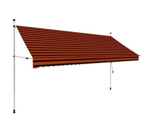 Toldo manual retráctil naranja y marrón 350 cm