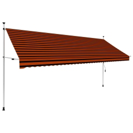 Toldo manual retráctil naranja y marrón 400 cm