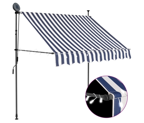 Toldo manual retráctil con LED azul y blanco 100 cm