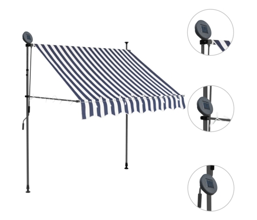 Toldo manual retráctil con LED azul y blanco 100 cm