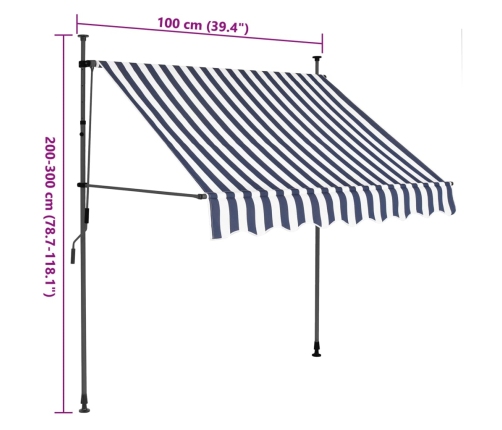 Toldo manual retráctil con LED azul y blanco 100 cm