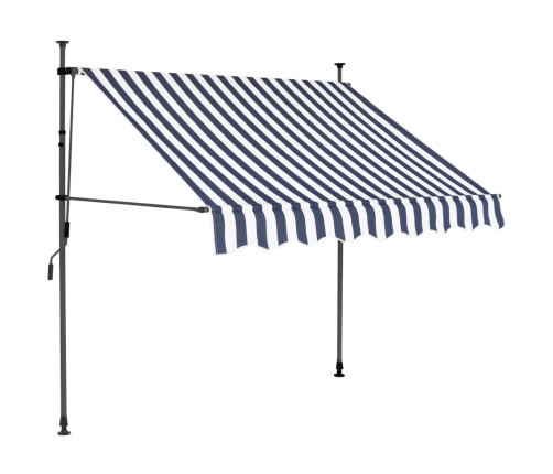 Toldo manual retráctil con LED azul y blanco 150 cm