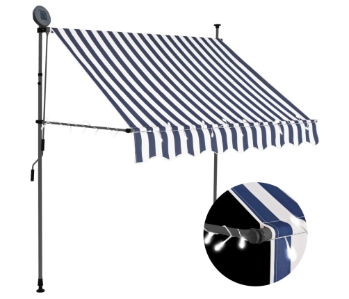 Toldo manual retráctil con LED azul y blanco 200 cm