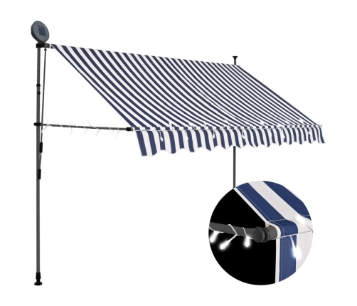 Toldo manual retráctil con LED azul y blanco 250 cm