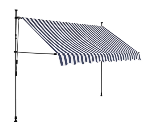 Toldo manual retráctil con LED azul y blanco 250 cm