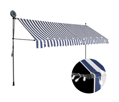 Toldo manual retráctil con LED azul y blanco 350 cm