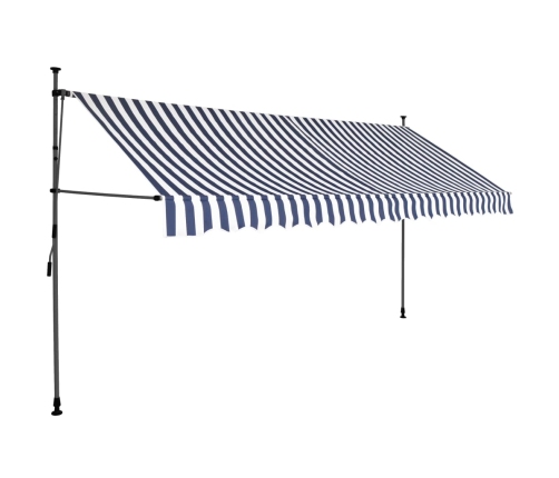 Toldo manual retráctil con LED azul y blanco 350 cm