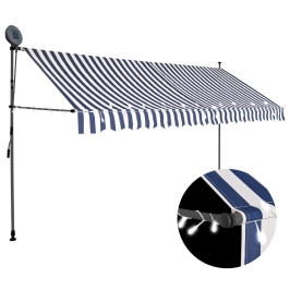 Toldo manual retráctil con LED azul y blanco 400 cm