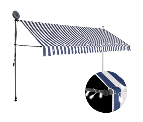 Toldo manual retráctil con LED azul y blanco 400 cm