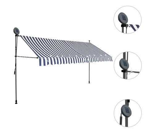 Toldo manual retráctil con LED azul y blanco 400 cm