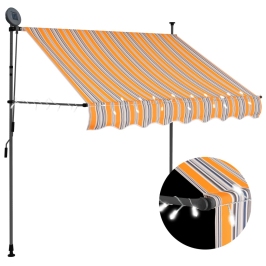 Toldo manual retráctil con LED amarillo y azul 100 cm