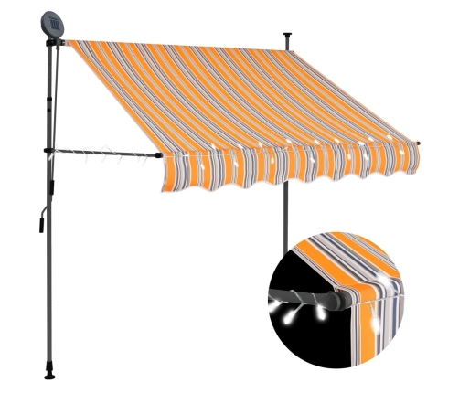 Toldo manual retráctil con LED amarillo y azul 100 cm