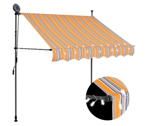 Toldo manual retráctil con LED amarillo y azul 150 cm