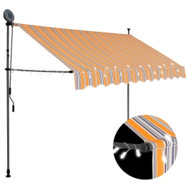 Toldo manual retráctil con LED amarillo y azul 250 cm