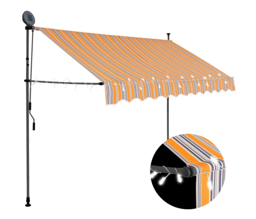 Toldo manual retráctil con LED amarillo y azul 250 cm